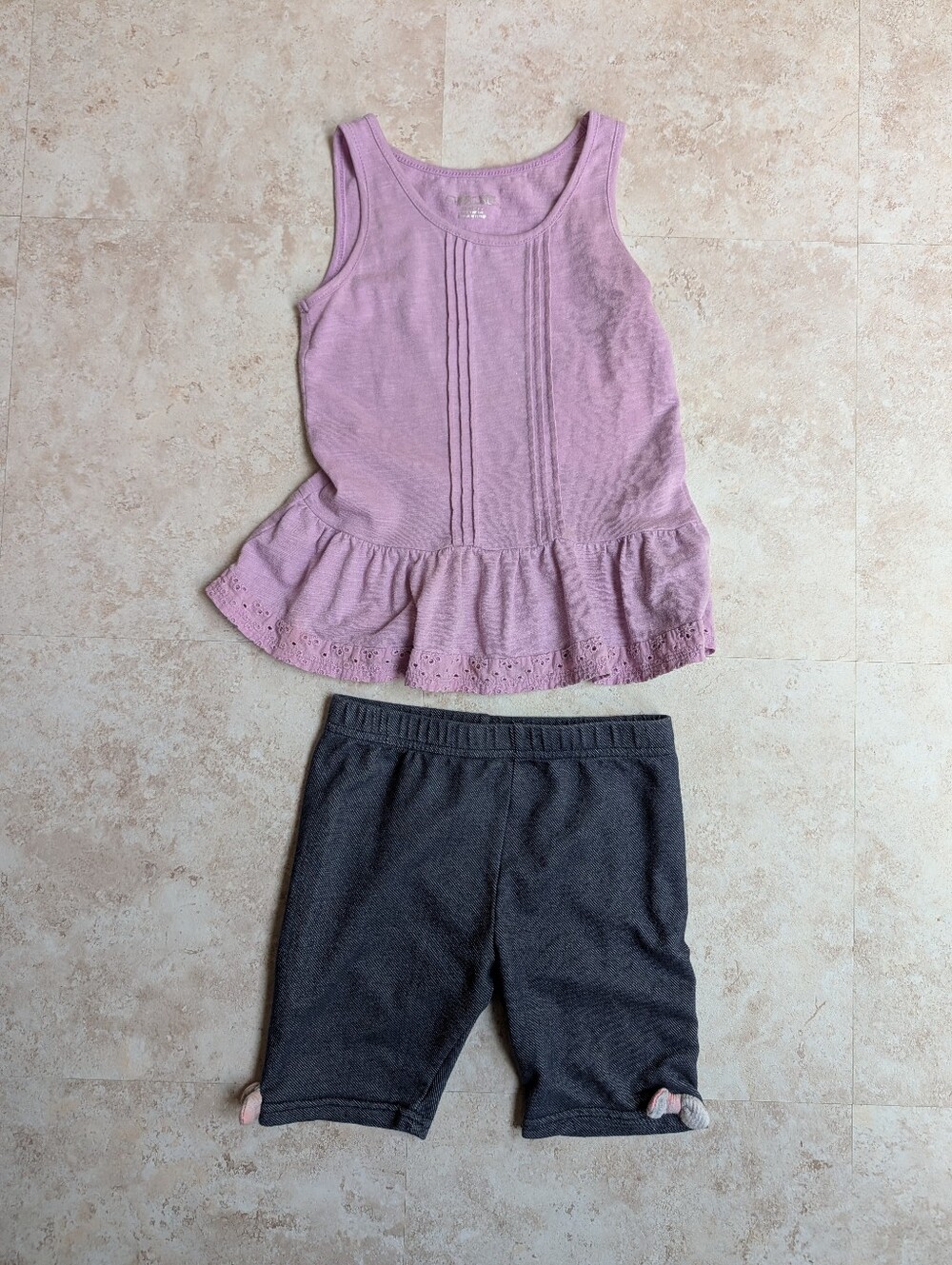 5/$10 Cherokee Lavender Tank Top with Jegging Knit Shorts